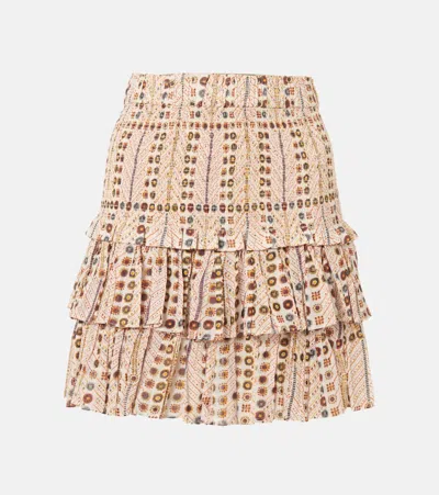 Isabel Marant Étoile Naomi Printed Cotton Voile Miniskirt In Beige