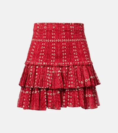 Isabel Marant Étoile Naomi Ruffled Printed Cotton Miniskirt In Red