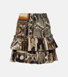 Isabel Marant Étoile Naomi Shirred Printed Cotton Miniskirt In Black / Ochre