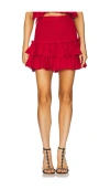 Isabel Marant Étoile Naomi Cotton-blend Tiered Miniskirt In Red