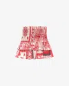 Isabel Marant Étoile Naomi Smocked Tiered Ruffle Miniskirt In Red And Ecru