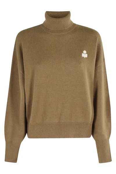 Isabel Marant Étoile Turtleneck Logo-embroidered Sweater In Brown