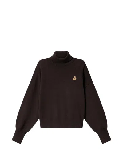 Isabel Marant Étoile Nasha Logo-embroidered Roll-neck Sweater In Brown