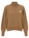 Isabel Marant Étoile Isabel Marant Etoile Nashas Turtleneck Sweater With Embroidered Logo In Brown