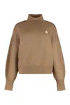 Isabel Marant Étoile Isabel Marant Etoile Nashas Turtleneck Sweater With Embroidered Logo In Brown