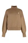 Isabel Marant Étoile Isabel Marant Etoile Nashas Turtleneck Sweater With Embroidered Logo In Brown