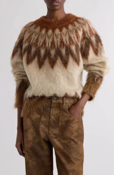 Isabel Marant Étoile Natania Wool & Mohair Blend Fair Isle Sweater In Brown