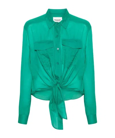 Isabel Marant Étoile Nath Self-tie Cotton Shirt In Green
