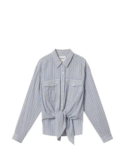Isabel Marant Étoile Isabel Marant Etoile Nath Tie-up Striped Cotton Voile Shirt In Blue