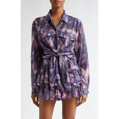 Isabel Marant Étoile Nath Tie Dye Cotton Button-up Shirt In Purple