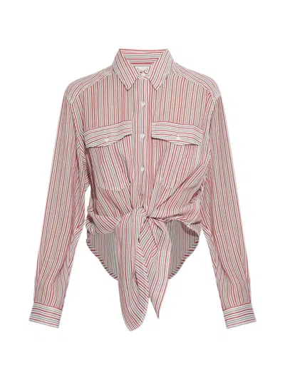 Isabel Marant Etoile Nath White Shirt With Red And Black Stripes In Multi