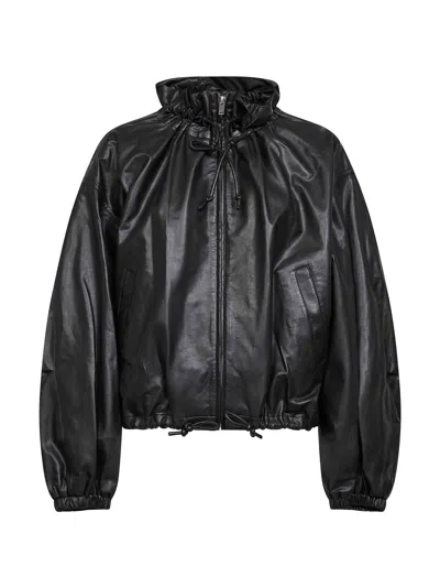 Isabel Marant Étoile Womens Isabel Marant Etoile Neela Ruched Faux-leather Jacket In Black