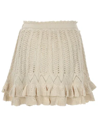Isabel Marant Étoile Nelle Cotton Crochet Miniskirt In Neutral