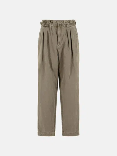 Isabel Marant Étoile 'neriah' Brown Cotton And Linen Pants In Multi
