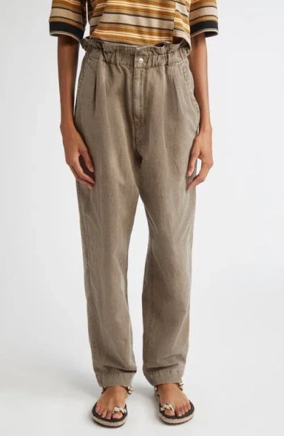 Isabel Marant Étoile Neriah Cotton Linen Tailored Trousers In Green