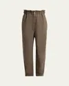 Isabel Marant Étoile Neriah Paperbag-waist Tapered-leg Ankle Pants In Brown