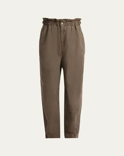 Isabel Marant Étoile Neriah Paperbag-waist Tapered-leg Ankle Pants In Brown