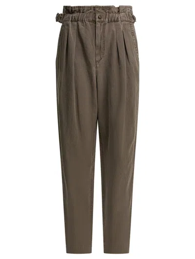 Isabel Marant Étoile Neriah Tailored Trousers Belt Loops Pleats In Brown