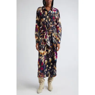 Isabel Marant Étoile Nesly Tie Front Long Sleeve Shirtdress In Burgundy