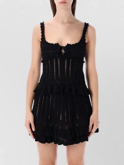 Isabel Marant Étoile Neves Crochet Knit Tank Top Ruffle In Black