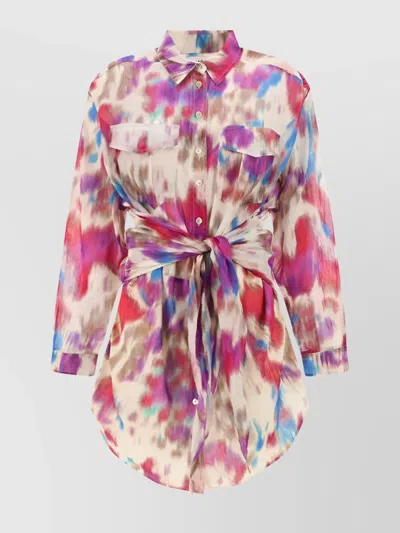 Isabel Marant Étoile New Tie-dye Mini Dress Pockets In Pink
