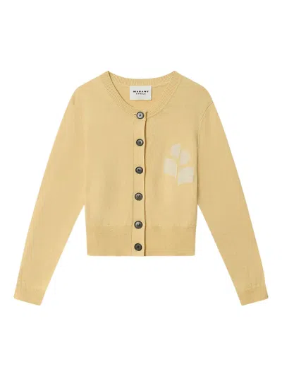 Isabel Marant Étoile Newton Long-sleeved Wool Blend Knit Cardigan In Yellow