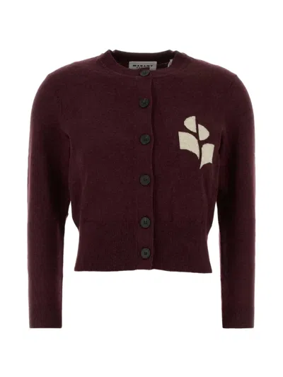 Isabel Marant Étoile Newton Logo-intarsia Cardigan In Brown