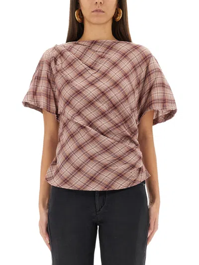 ISABEL MARANT ÉTOILE "NEYALA" ASYMMETRICAL PLAID TOP
