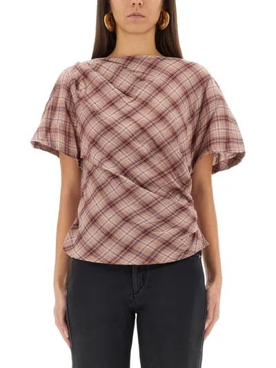 ISABEL MARANT ÉTOILE ISABEL MARANT ÉTOILE "NEYALA" ASYMMETRICAL PLAID TOP