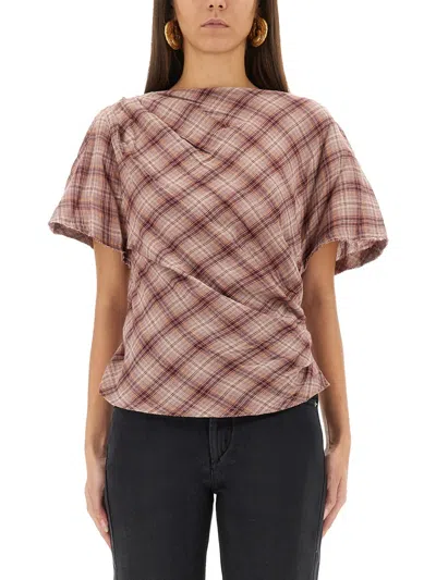 ISABEL MARANT ÉTOILE "NEYALA" ASYMMETRICAL PLAID TOP