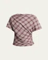 Isabel Marant Étoile Neyala Plaid Short Sleeve Cotton Top In Pink