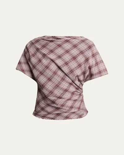 Isabel Marant Étoile Neyela Plaid Short-sleeve Blouse In Brown