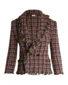 Isabel Marant Etoile Nicole Checked Tweed Double Breasted Blazer In Multicolor Cotton In Multi