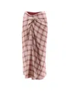 Isabel Marant Étoile Asymmetrical Plaid Midi Skirt With Knot Detail In Pink