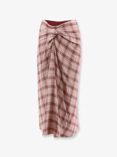 Isabel Marant Étoile Asymmetrical Plaid Midi Skirt With Knot Detail In Multi