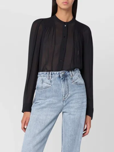 ISABEL MARANT ÉTOILE NOELINE BLOUSE VISCOSE CREPE SHEER PLEATED