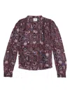 Isabel Marant Étoile 'noeline' Blouse With Abstract Pattern In Plum
