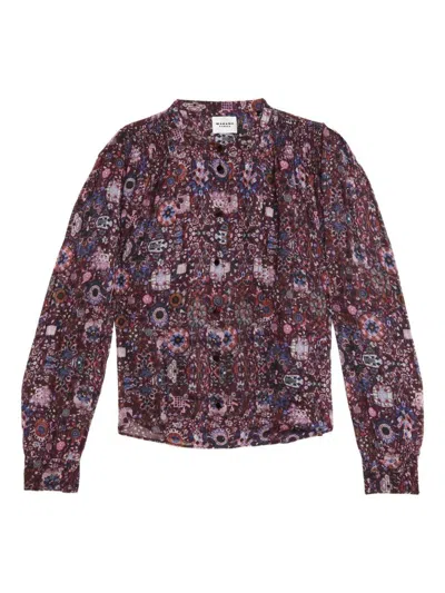 Isabel Marant Étoile 'noeline' Blouse With Abstract Pattern In Plum