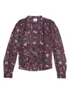 Isabel Marant Étoile Lightweight Long Sleeve Printed Top In Brown