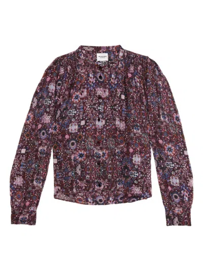 Isabel Marant Étoile 'noeline' Blouse With Abstract Pattern In Plum Color Marant Etoile In Pink