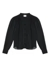 Isabel Marant Étoile Noeline Blouse Viscose Crepe Sheer Pleated In Black