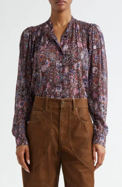 Isabel Marant Étoile Noeline Long Sleeve Button-up Shirt In Purple