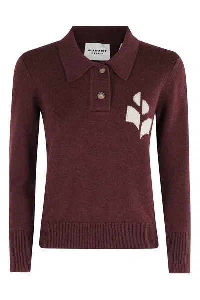 Isabel Marant Étoile Logo Polo-neck Sweater In Burgundy