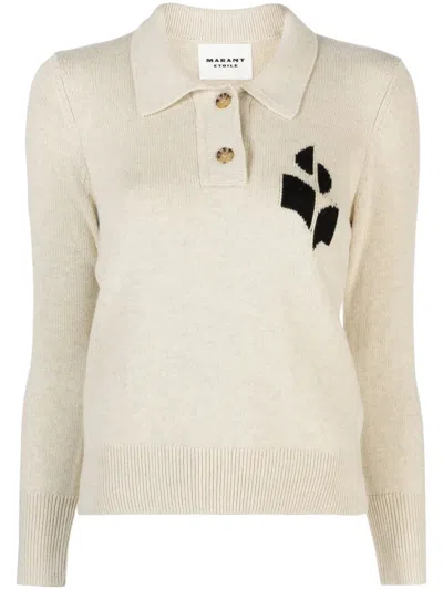 Isabel Marant Étoile Nola Knitted Polo Sweatshirt In Neutral