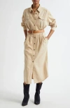 Isabel Marant Étoile Nolwen Belted Denim Shirtdress In Brown