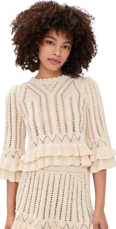 Isabel Marant Étoile Isabel Marant Etoile Frilly Cotton Sweater With Ruffles In Neutral