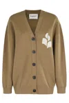 Isabel Marant Étoile Khaki V-neck Cardigan With Logo Detail In Brown