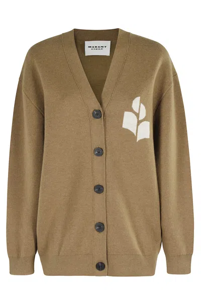 Isabel Marant Étoile V-neck Logo Cardigan In Brown