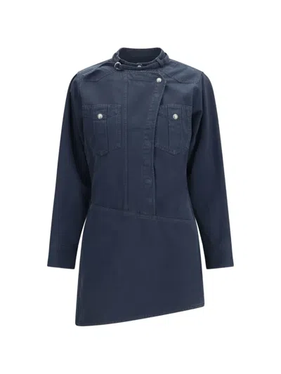 ISABEL MARANT ÉTOILE NOURIA ASYMMETRIC BUTTON-FASTENING MINI DRESS