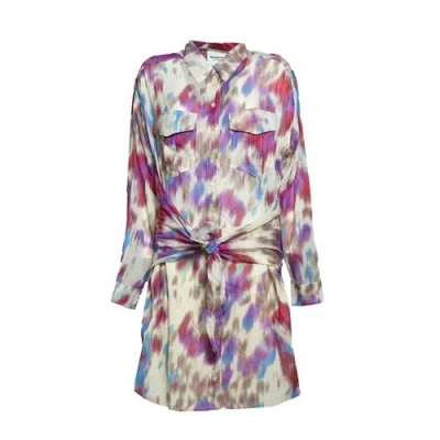 Isabel Marant Étoile Nueva Short Dress In Printed Cotton - Beige/raspberry